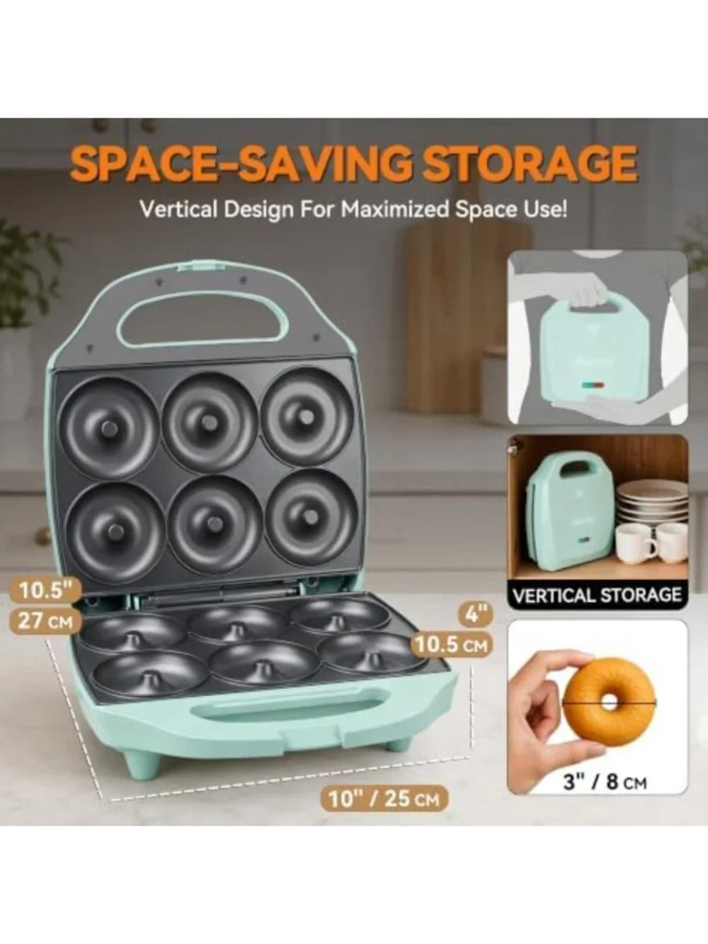 Mini Donut Maker Machine for Home - 6-Cavity Doughnut Maker, Fun Kids Baking